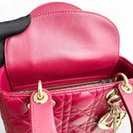 将图片加载到图库查看器，Christian Dior My Lady Dior Lucky Badges Small Dark Red Lambskin Gold-tone Hardware
