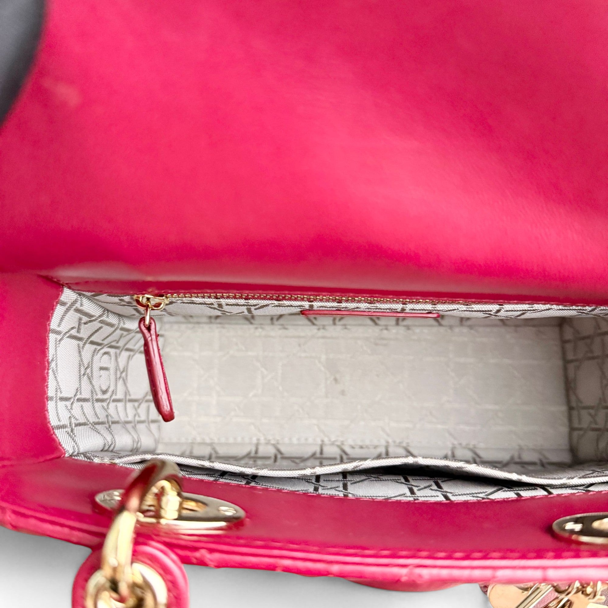 Christian Dior My Lady Dior Lucky Badges Small Dark Red Lambskin Gold-tone Hardware