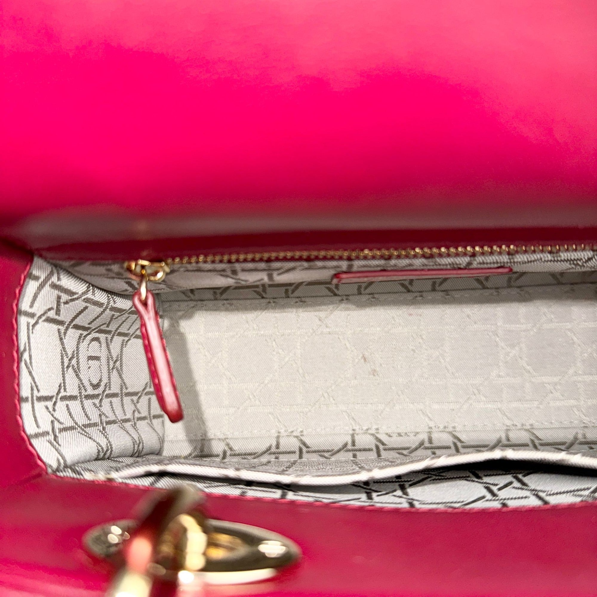 Christian Dior My Lady Dior Lucky Badges Small Dark Red Lambskin Gold-tone Hardware