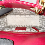 将图片加载到图库查看器，Christian Dior My Lady Dior Lucky Badges Small Dark Red Lambskin Gold-tone Hardware
