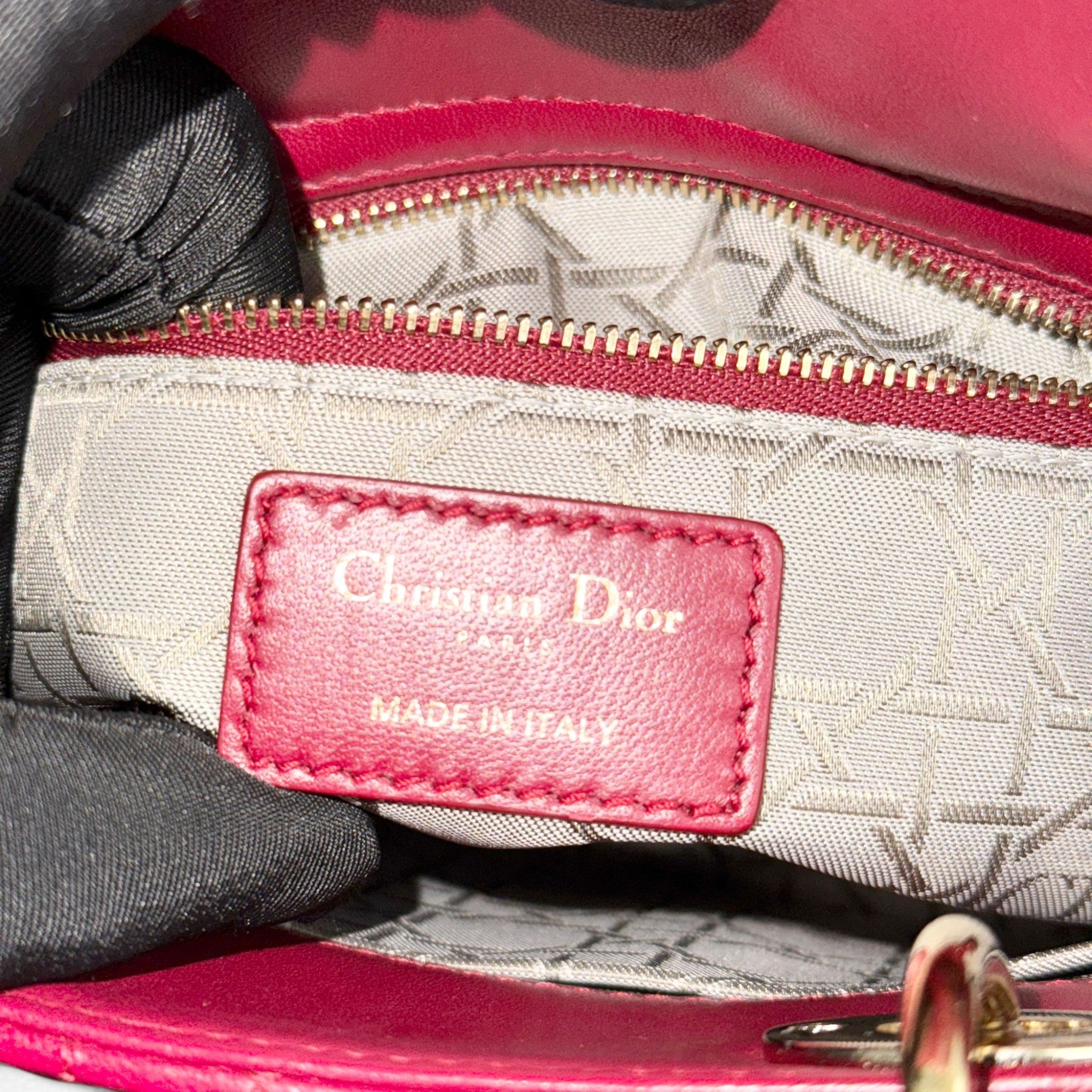 Christian Dior My Lady Dior Lucky Badges Small Dark Red Lambskin Gold-tone Hardware