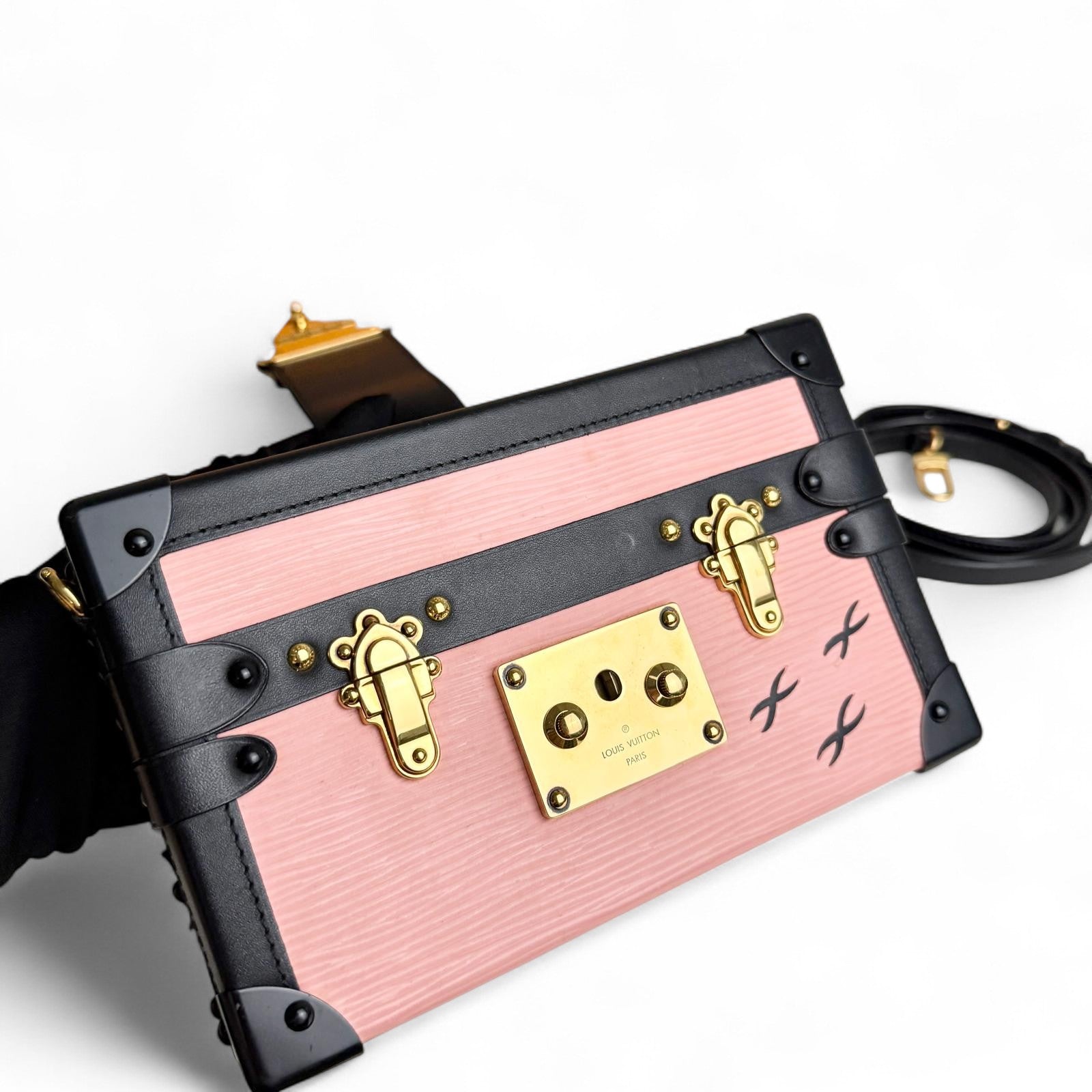 LV Petite Malle Pink Epi and Noir Leather, Gold-tone Hardware