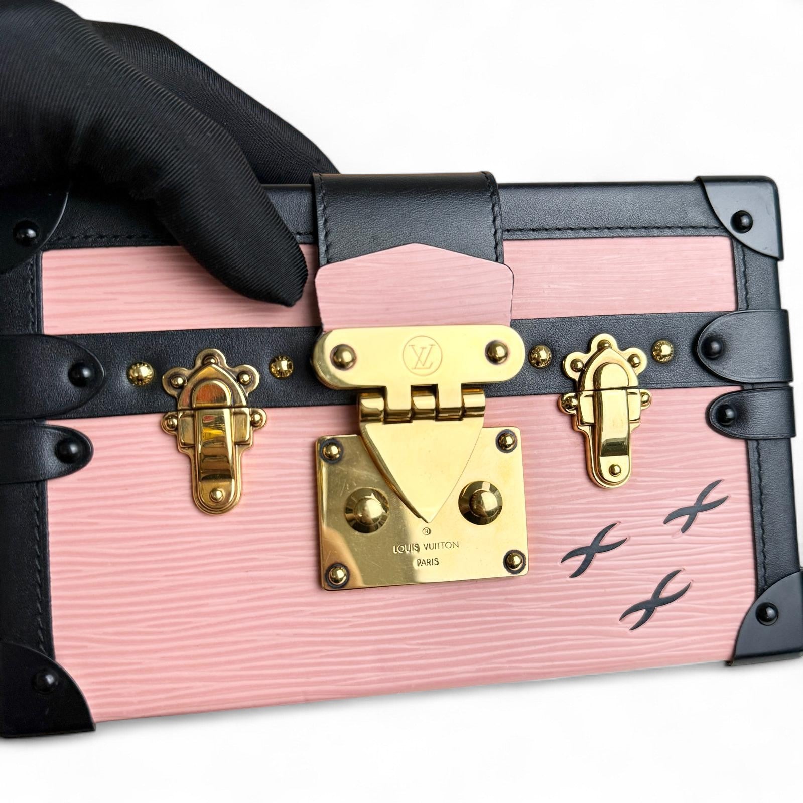 LV Petite Malle Pink Epi and Noir Leather, Gold-tone Hardware