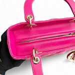 将图片加载到图库查看器，Christian Dior Lady Dior Medium – Fuchsia Pink Lambskin, Gold-tone Hardware
