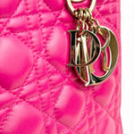将图片加载到图库查看器，Christian Dior Lady Dior Medium – Fuchsia Pink Lambskin, Gold-tone Hardware
