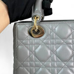 Charger l&#39;image dans la galerie, Christian Dior My Lady ABCDior Small – Grey Lambskin Cannage Gold-tone Hardware
