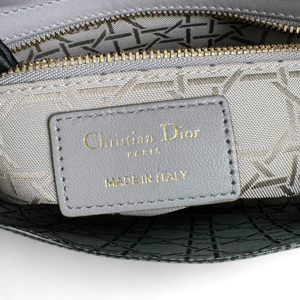 Christian Dior My Lady ABCDior Small – Grey Lambskin Cannage Gold-tone Hardware
