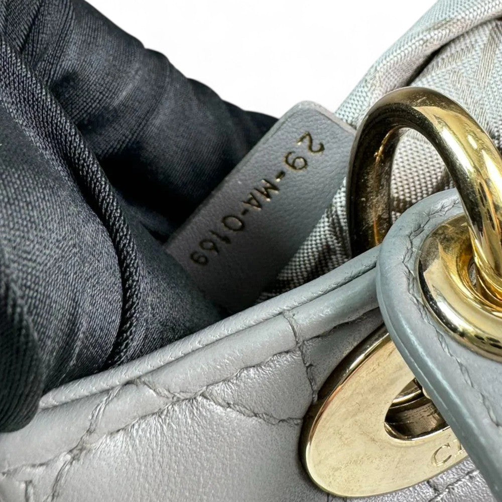 Christian Dior My Lady ABCDior Small – Grey Lambskin Cannage Gold-tone Hardware