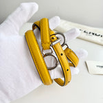 将图片加载到图库查看器，Yellow leather dog collar with silver hardware on a white background
