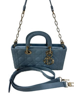 将图片加载到图库查看器，Christian Dior Lady D-Joy Medium Cloud Blue Lambskin Cannage Gold-tone Hardware

