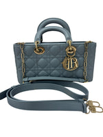 将图片加载到图库查看器，Christian Dior Lady D-Joy Medium Cloud Blue Lambskin Cannage Gold-tone Hardware
