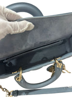 将图片加载到图库查看器，Christian Dior Lady D-Joy Medium Cloud Blue Lambskin Cannage Gold-tone Hardware
