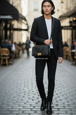 Charger l'image dans la galerie, Chanel Leboy Old Medium Mixed Leather Black Chevron Quilted Gold-tone Hardware
