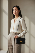 Charger l'image dans la galerie, Hermes Constance To Go Noir/Black Epsom Leather, Rose Gold-plated Hardware
