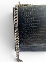 Load image into Gallery viewer, Saint Laurent Sunset Medium – Black Croc-Embossed Leather Silver-tone Hardware
