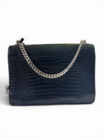 Load image into Gallery viewer, Saint Laurent Sunset Medium – Black Croc-Embossed Leather Silver-tone Hardware
