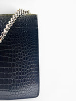 Load image into Gallery viewer, Saint Laurent Sunset Medium – Black Croc-Embossed Leather Silver-tone Hardware
