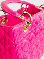 将图片加载到图库查看器，Christian Dior Lady Dior Medium Lambskin Pink/Fuchsia Gold-tone Hardware
