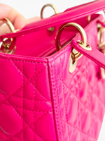 将图片加载到图库查看器，Christian Dior Lady Dior Medium Lambskin Pink/Fuchsia Gold-tone Hardware
