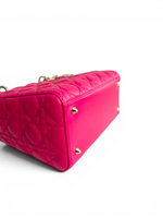 将图片加载到图库查看器，Christian Dior Lady Dior Medium Lambskin Pink/Fuchsia Gold-tone Hardware
