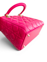 将图片加载到图库查看器，Christian Dior Lady Dior Medium Lambskin Pink/Fuchsia Gold-tone Hardware
