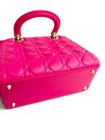 将图片加载到图库查看器，Christian Dior Lady Dior Medium Lambskin Pink/Fuchsia Gold-tone Hardware
