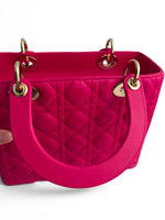 将图片加载到图库查看器，Christian Dior Lady Dior Medium Lambskin Pink/Fuchsia Gold-tone Hardware
