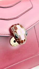 将图片加载到图库查看器，Bvlgari Serpenti Forever Top Handle - Pink, Ivory, Burgundy Calfskin Leather, Gold-tone Hardware
