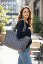 Load image into Gallery viewer, Chanel Coco Cocoon Large Dark Grey Nylon Tote with Leather Trim, Silver-tone Hardware
