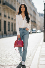 将图片加载到图库查看器，Louis Vuitton Alma BB, Cherry Red Vernis Leather Gold-tone Hardware
