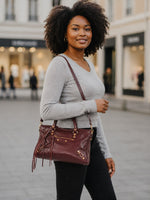 Load image into Gallery viewer, Balenciaga Small Le City Bag - Bordeaux Arena Lambskin Leather, Antique Gold-tone Hardware
