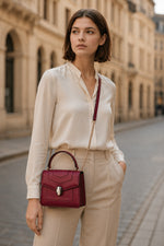 Charger l'image dans la galerie, Bvlgari Serpenti Forever Top Handle - Pink, Ivory, Burgundy Calfskin Leather, Gold-tone Hardware
