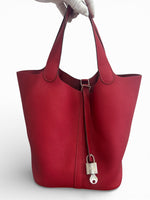 Load image into Gallery viewer, Hermès Picotin Lock 22 Rouge Clemence Leather Palladium Hardware
