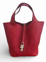 Load image into Gallery viewer, Hermès Picotin Lock 22 Rouge Clemence Leather Palladium Hardware
