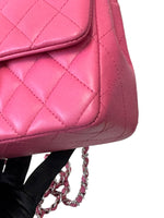 将图片加载到图库查看器，Close-up of a pink quilted handbag with a chain detail on a white background
