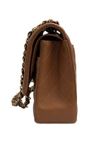 将图片加载到图库查看器，Brown quilted handbag with a chain strap on a white background
