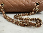 将图片加载到图库查看器，Brown quilted handbag with a matching chain strap on a light gray surface
