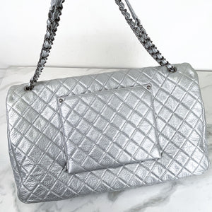 Chanel Airline Flap XXL, Silver Caviar with Ruthenium Hardware, Preowned in  Dustbag WA001
