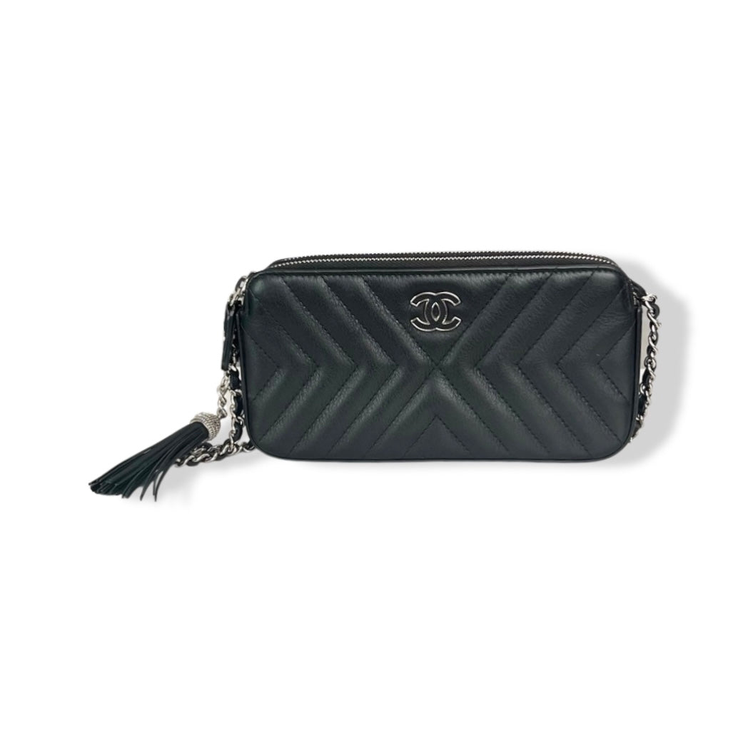 Chanel Double Zip Clutch on Chain