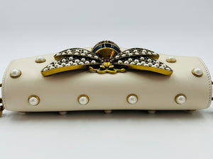 Gucci queen margaret bee pearl studded broadway flap bag