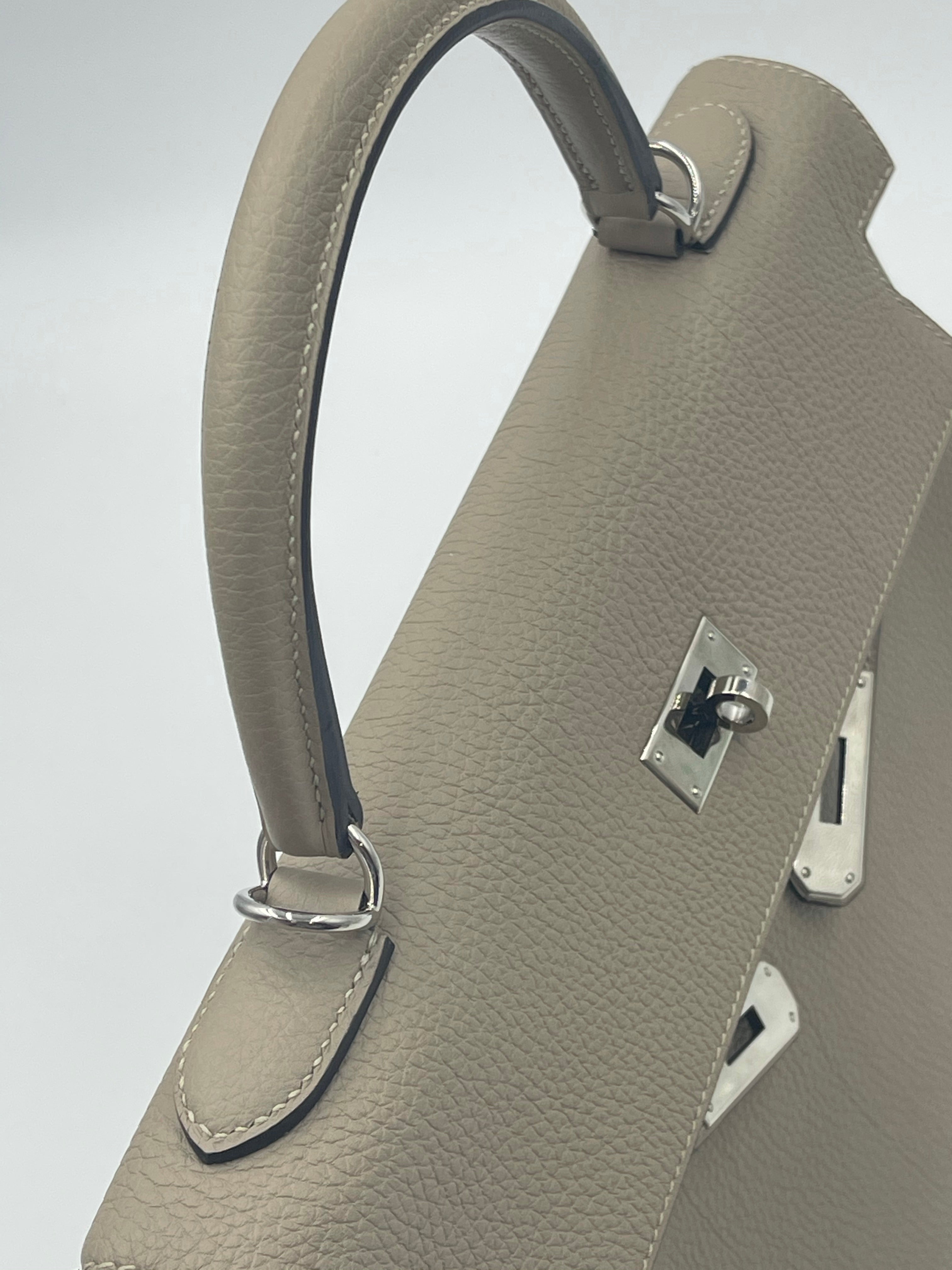 Hermes Kelly 32 Retourne Gris Tortourelle Togo Palladium Hardware