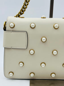 Gucci queen margaret bee pearl studded broadway flap bag