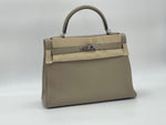 Charger l&#39;image dans la galerie, Hermes Kelly 32 Retourne Gris Tortourelle Togo Palladium Hardware
