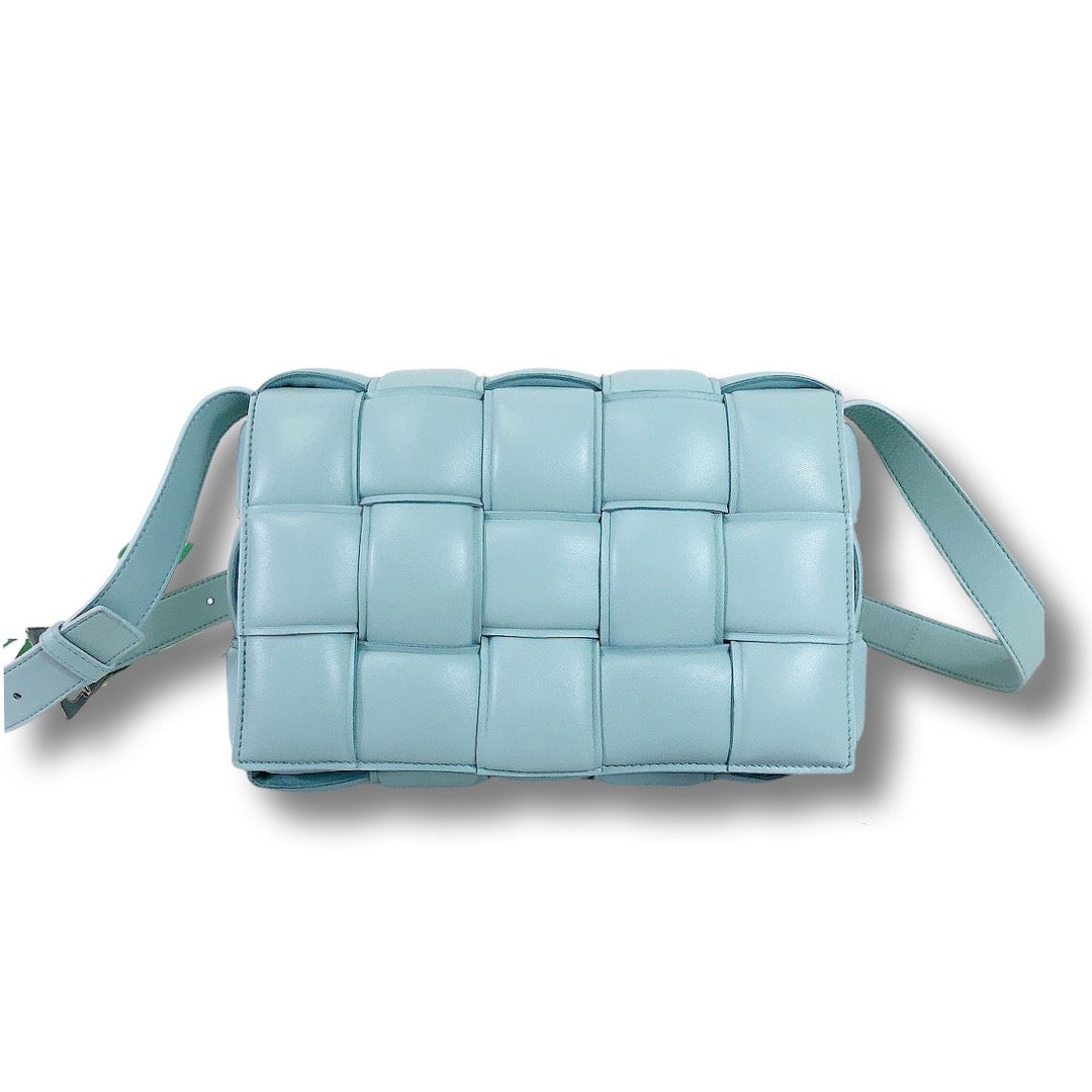 Bottega Veneta Padded Casette Sky Blue Supple Lambskin, Silver-tone Hardware