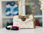 Load image into Gallery viewer, Gucci queen margaret bee pearl studded broadway flap bag

