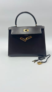 Hermes Kelly 28 Sellier Vintage Chocolate Box Leather 24kt Gold-Plated Hardware