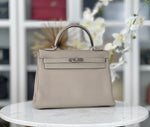 Load image into Gallery viewer, Hermes Kelly 32 Retourne Gris Tortourelle Togo Palladium Hardware
