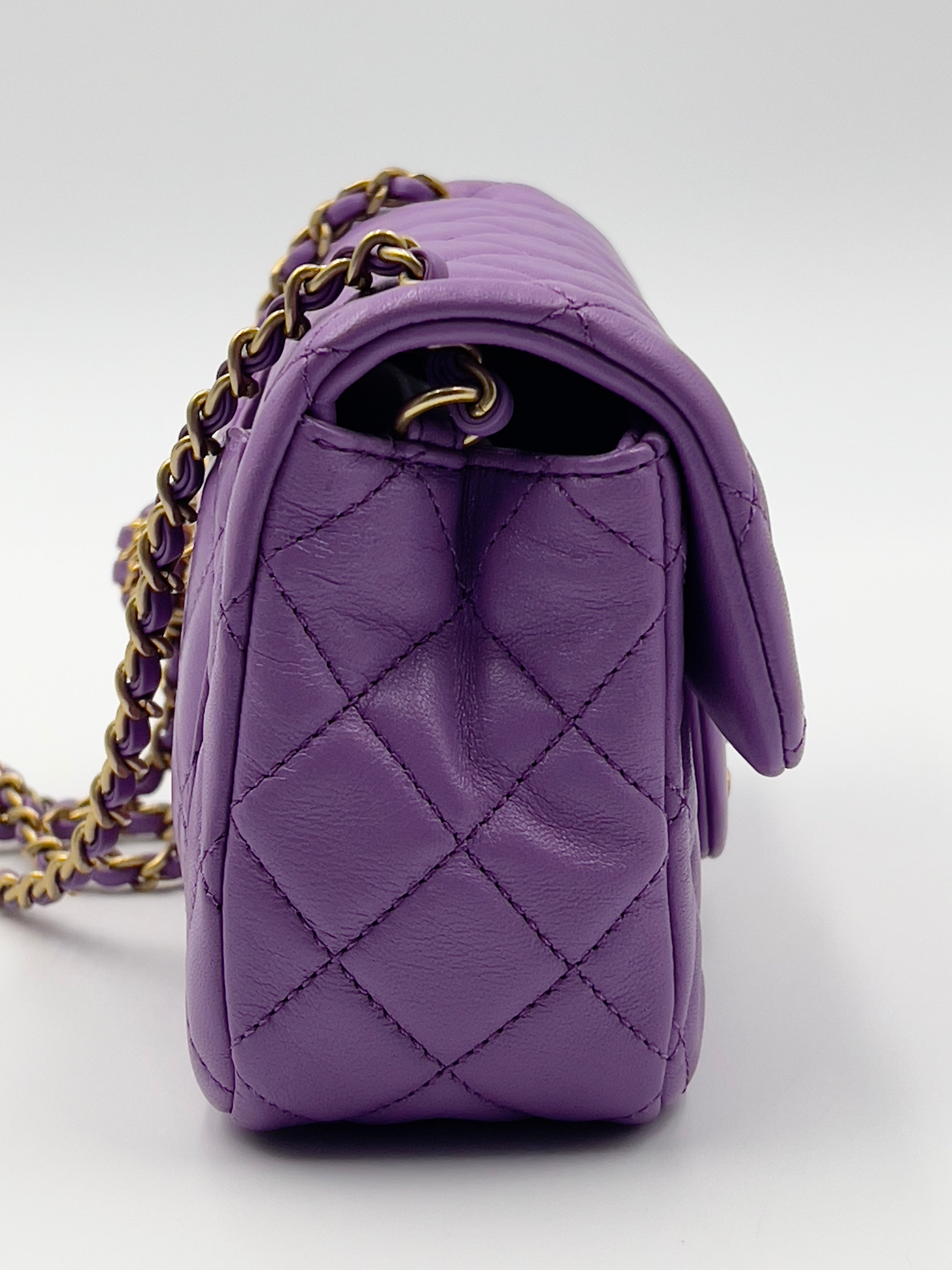 Classic Mini Square Flap Bag in 20C Purple Lambskin