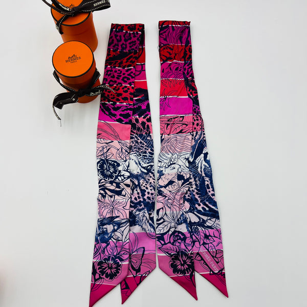 Hermes jungle love rainbow twilly set