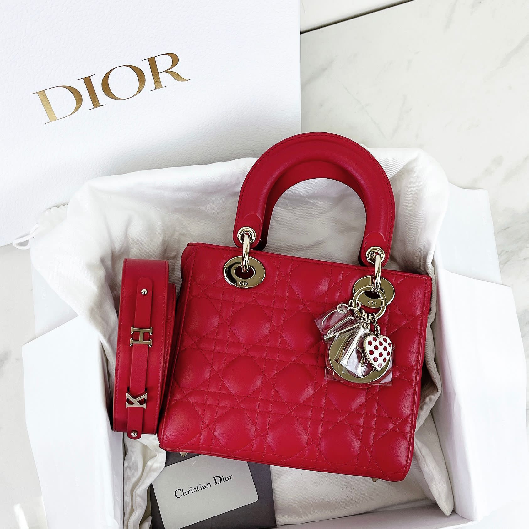 Lady dior polka-dot heart charm limited edition